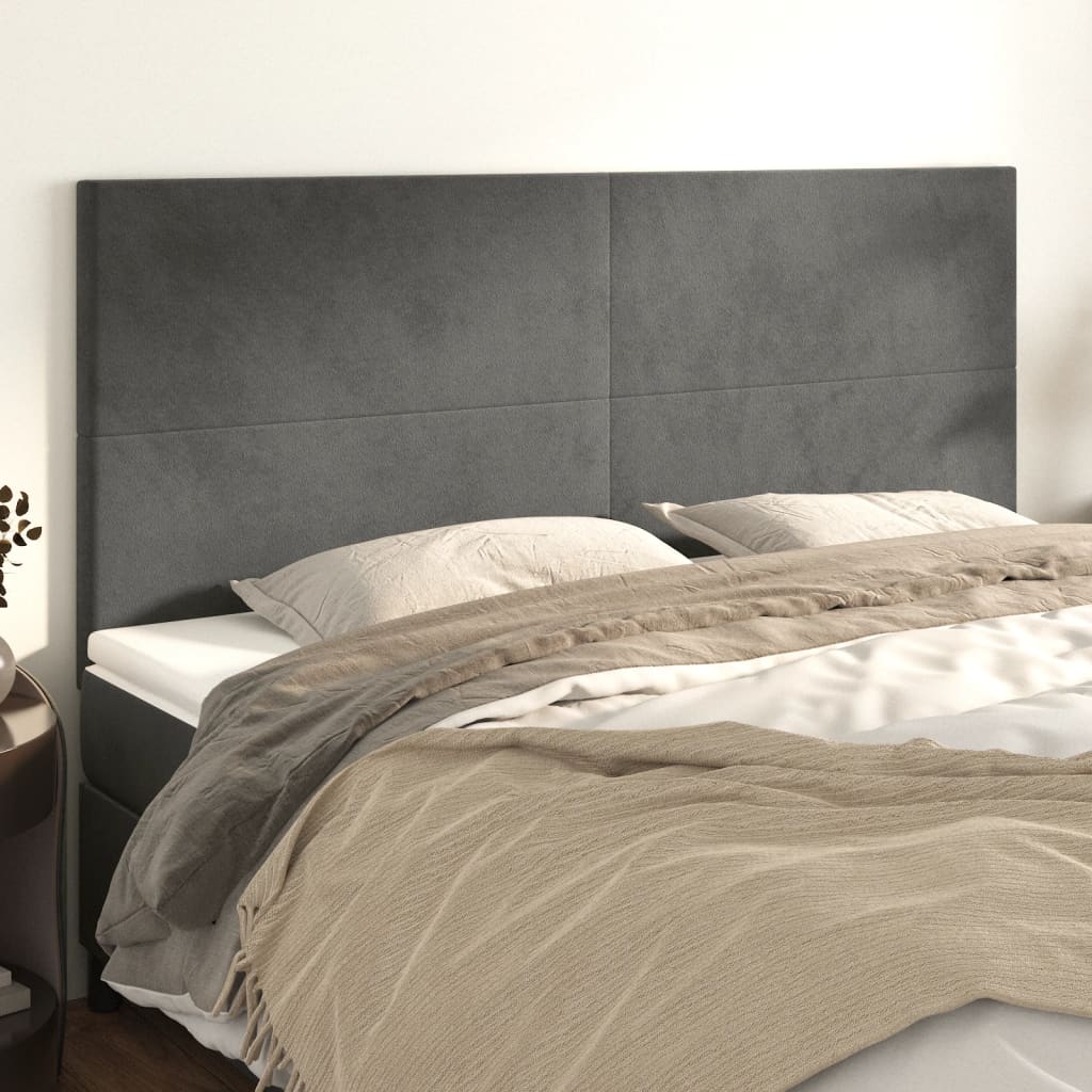 Kopfteil Dunkelgrau 180 x 5 x 118/128 cm Samt