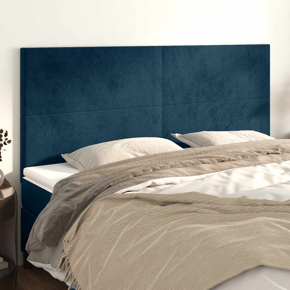 vidaXL Tête de lit Bleu foncé 180x5x118/128 cm Velours