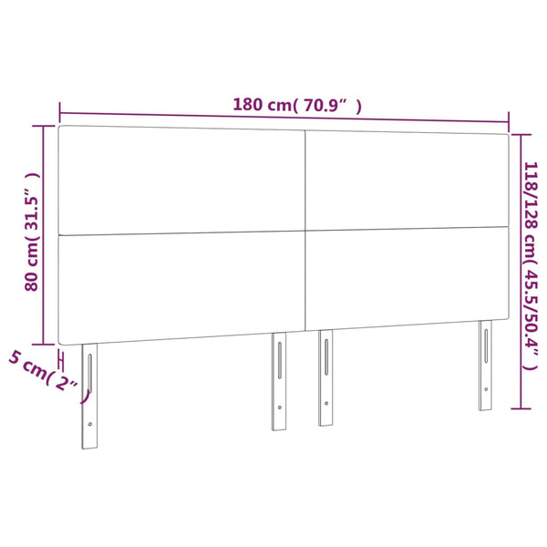 Kopfteil Rosa 180 x 5 x 118/128 cm Samt