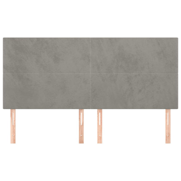 Kopfteil Hellgrau 200 x 5 x 118/128 cm Samt