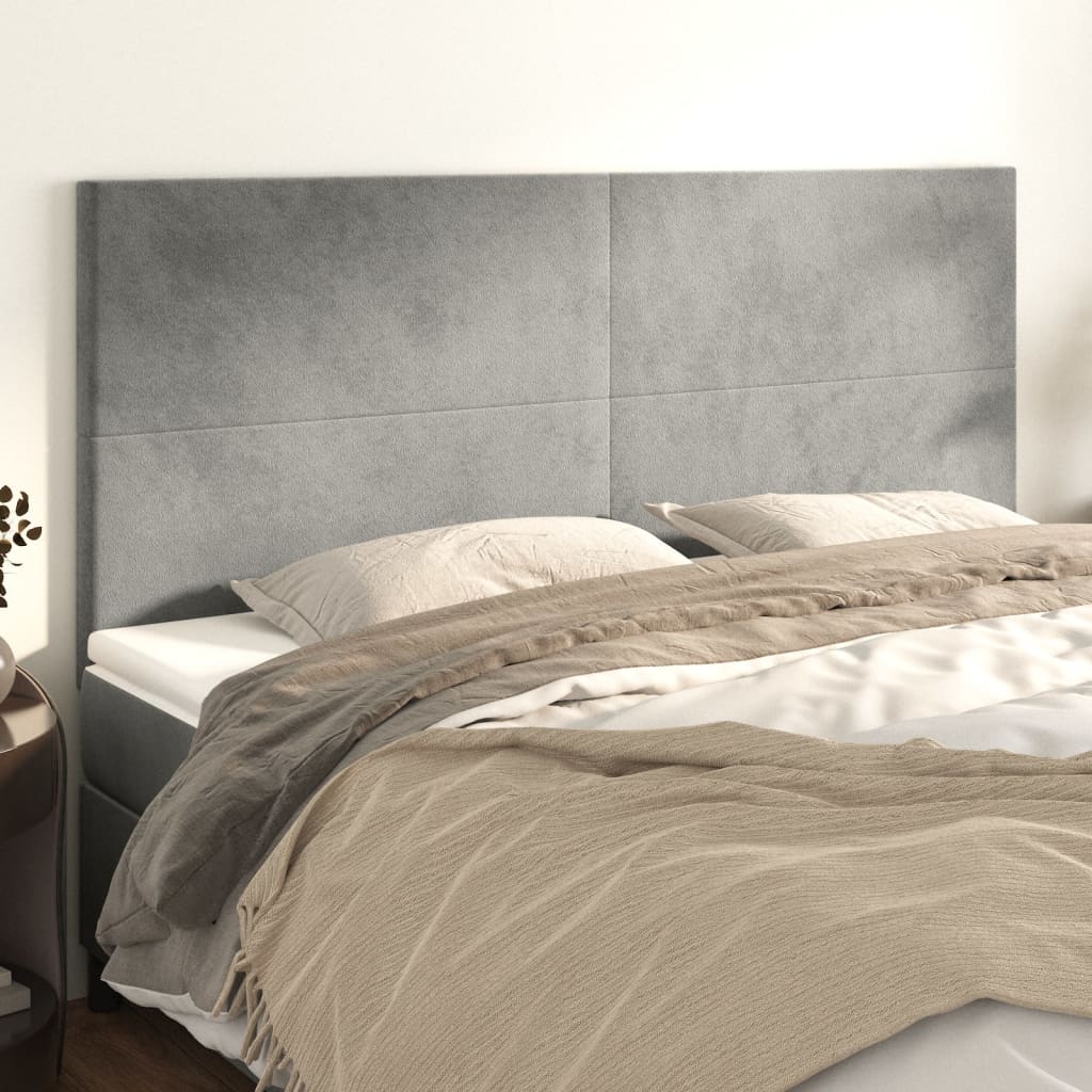 Kopfteil Hellgrau 200 x 5 x 118/128 cm Samt