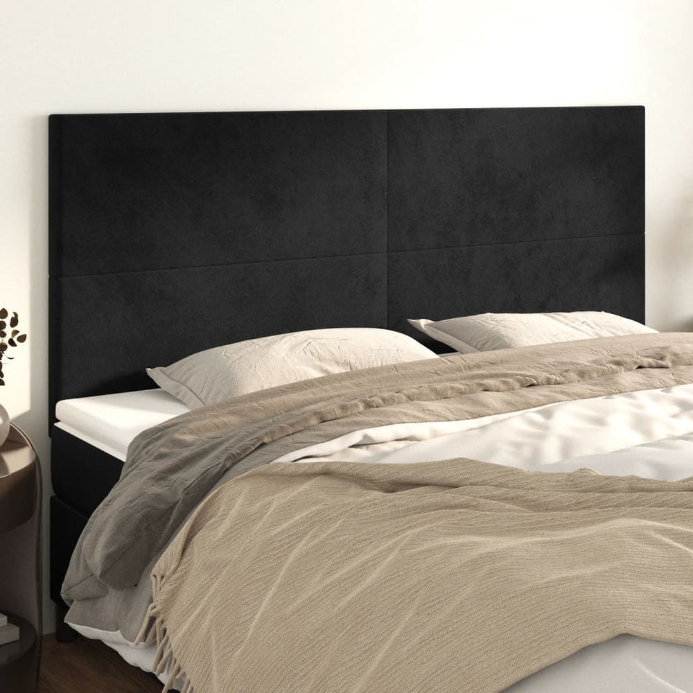 vidaXL Tête de lit Noir 200 x 5 x 118/128 cm Velours