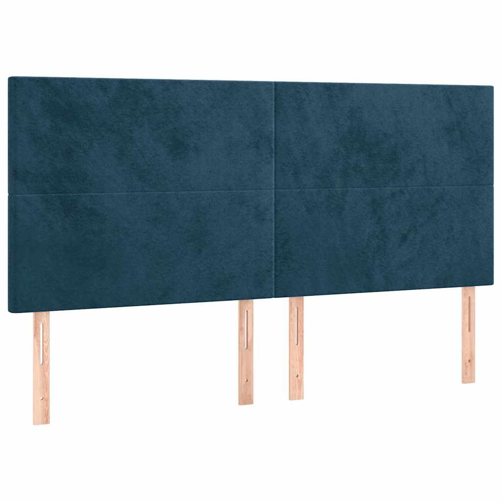 vidaXL Tête de lit bleu foncé 200 x 5 x 118/128 cm Velours