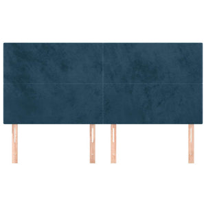 Kopfteil Dunkelblau 200 x 5 x 118/128 cm Samt