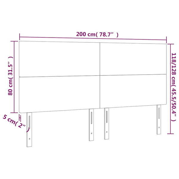 Kopfteil Dunkelblau 200 x 5 x 118/128 cm Samt
