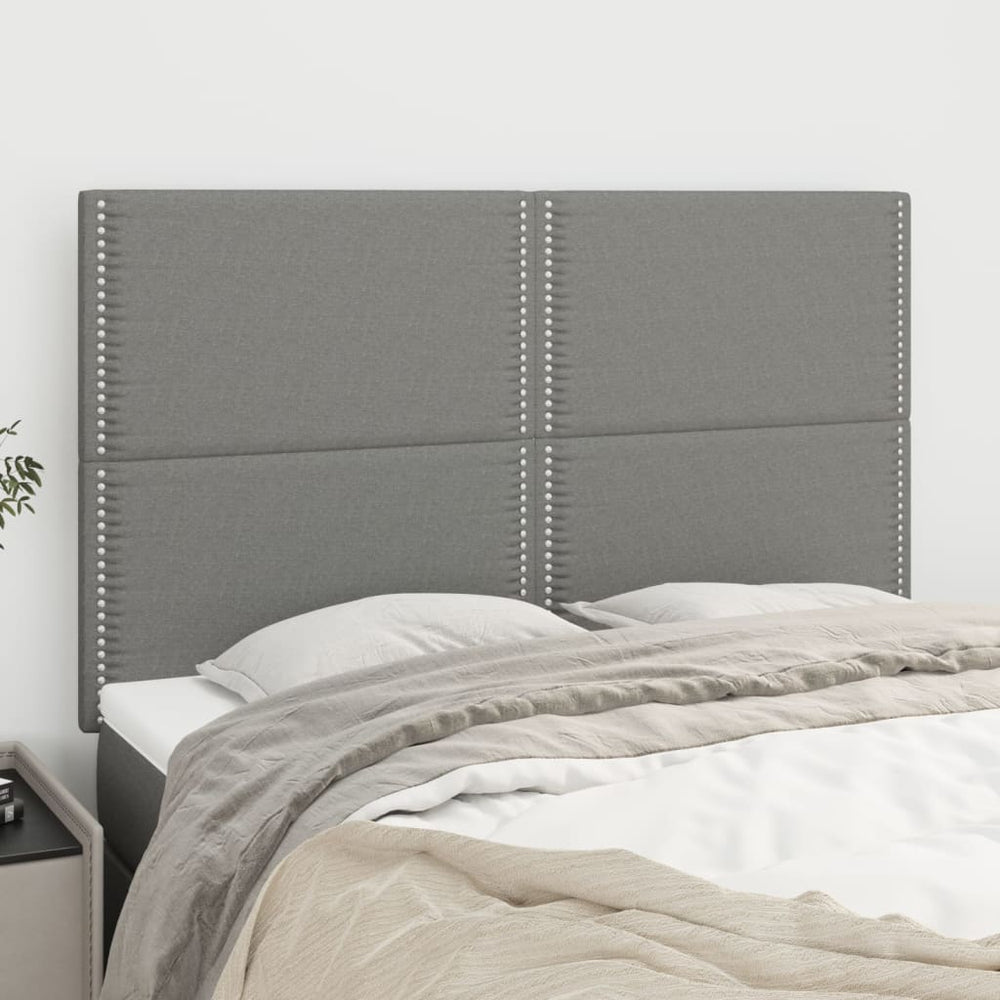 vidaXL Tête de lit gris foncé 144 x 5 x 118/128 cm Tissu