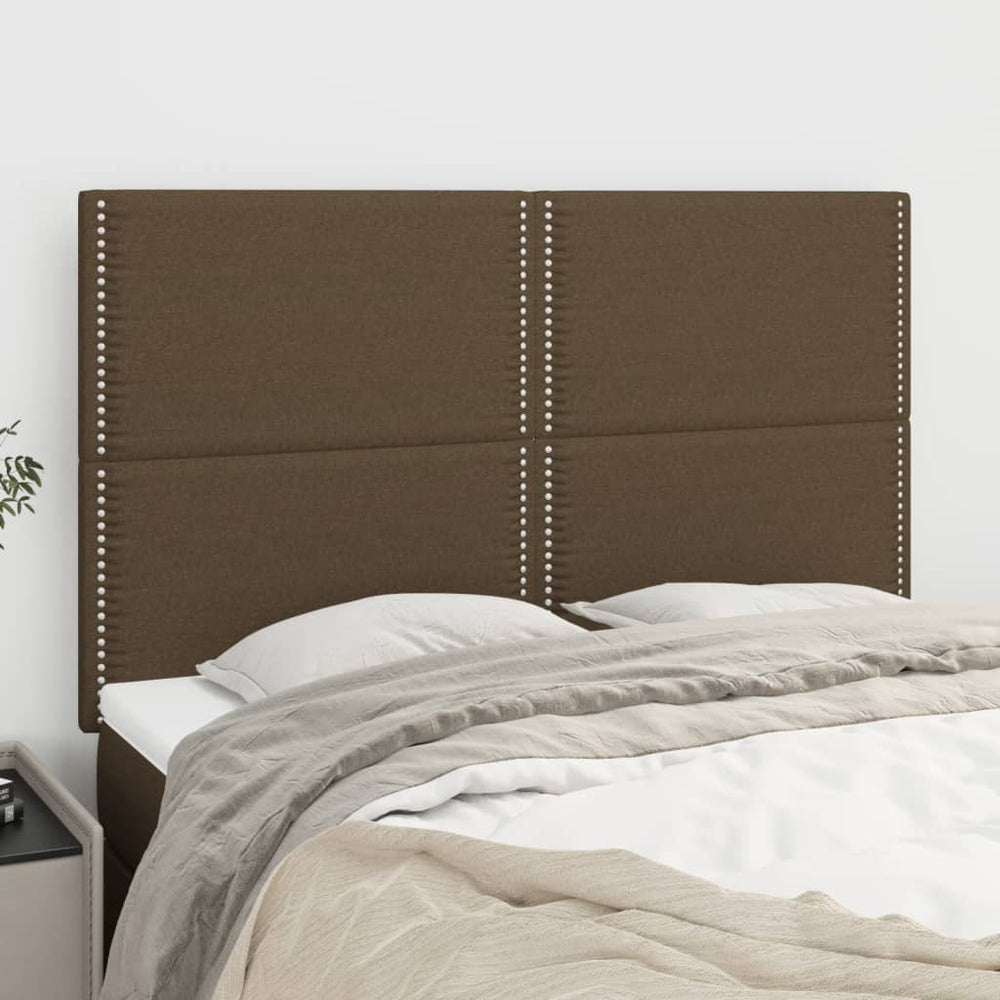 vidaXL Tête de lit Marron foncé 144x5x118/128 cm Tissu