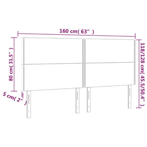 Kopfteil Dunkelgrau 160 x 5 x 118/128 cm Stoff