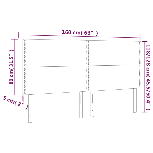 Kopfteil Dunkelgrau 160 x 5 x 118/128 cm Stoff
