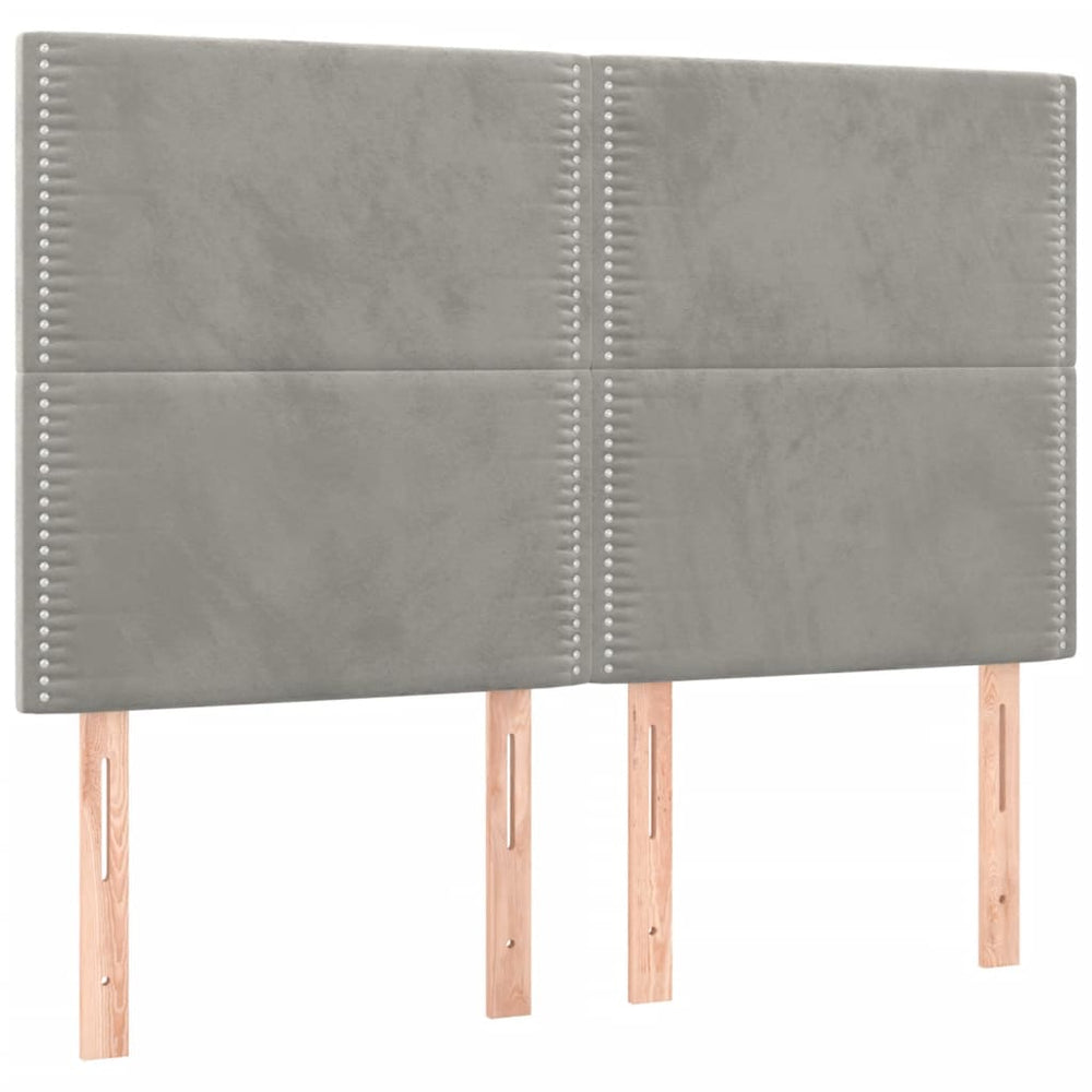 vidaXL Tête de lit gris clair 144x5x118/128 cm Velours