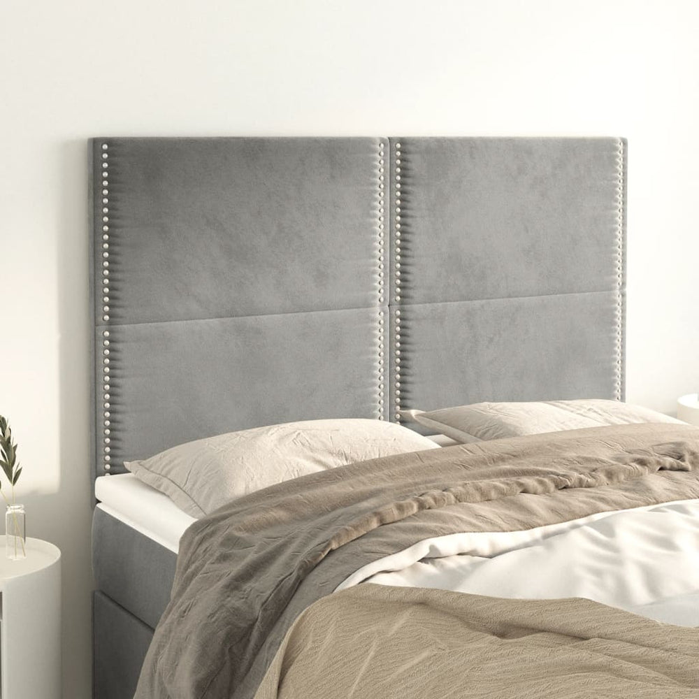 vidaXL Tête de lit gris clair 144x5x118/128 cm Velours