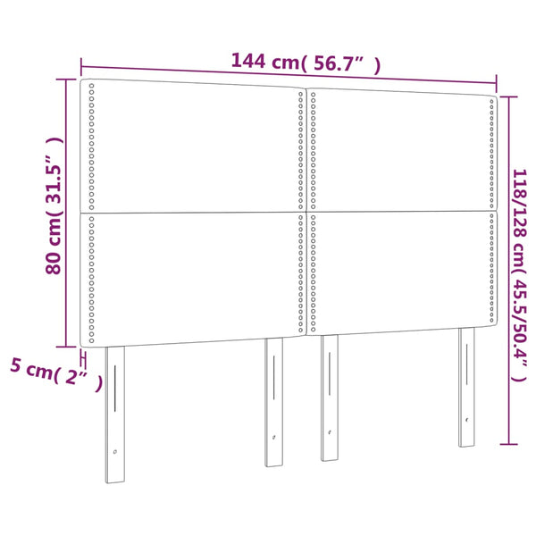 Kopfteil Dunkelgrau 144 x 5 x 118/128 cm Samt