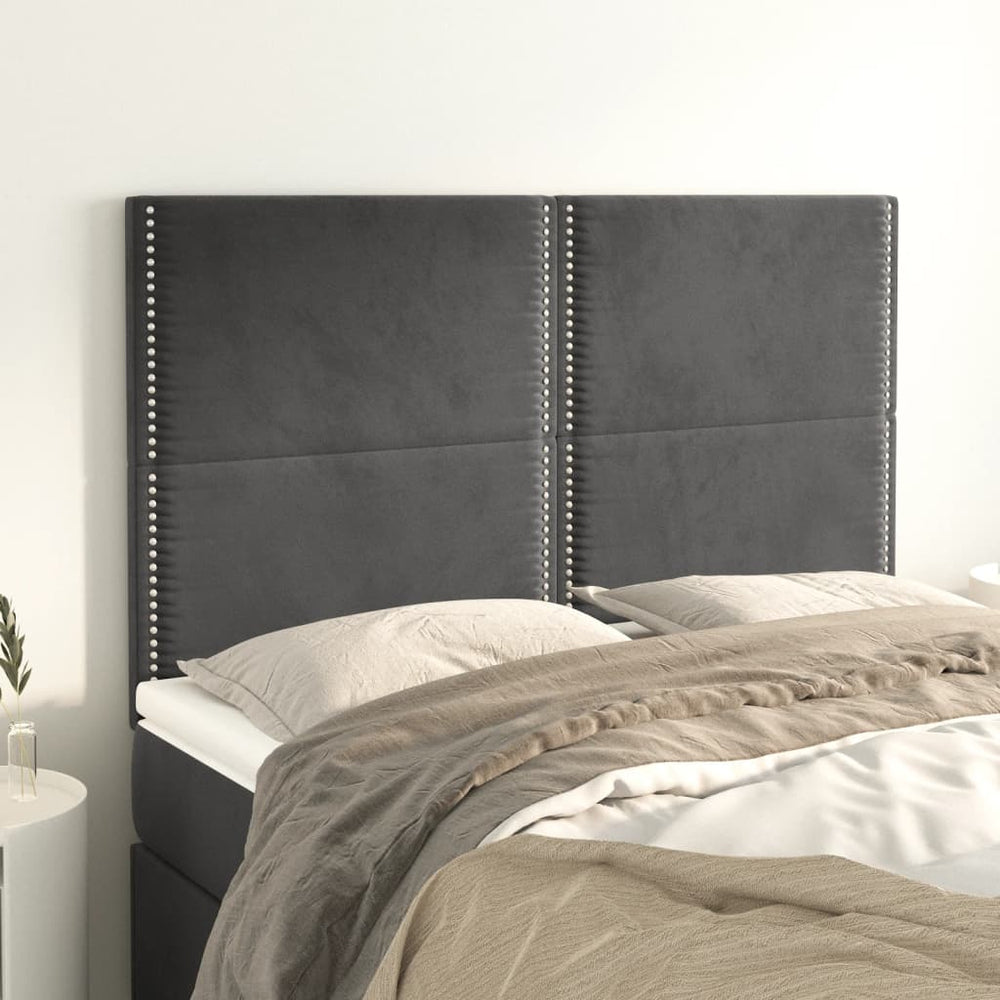 Kopfteil Dunkelgrau 144 x 5 x 118/128 cm Samt