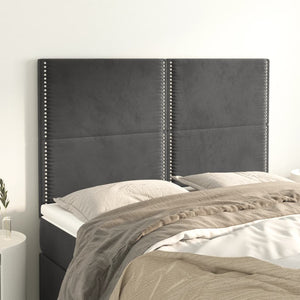 Kopfteil Dunkelgrau 144 x 5 x 118/128 cm Samt