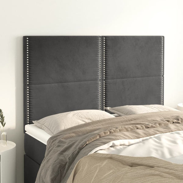 Kopfteil Dunkelgrau 144 x 5 x 118/128 cm Samt