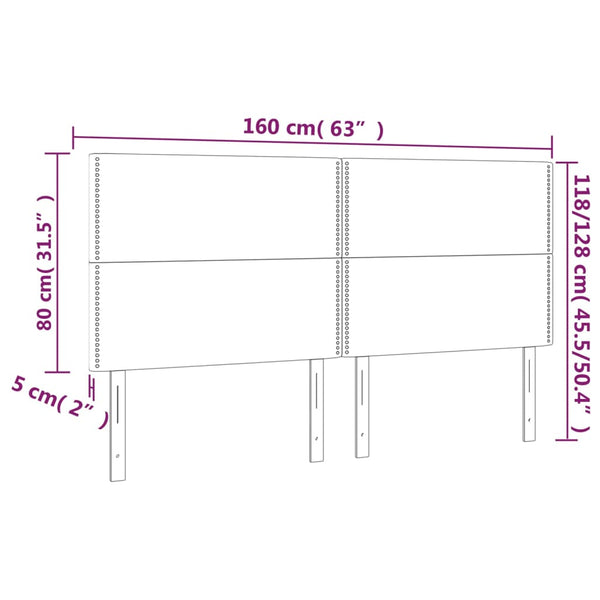 Kopfteil Dunkelgrau 160 x 5 x 118/128 cm Samt