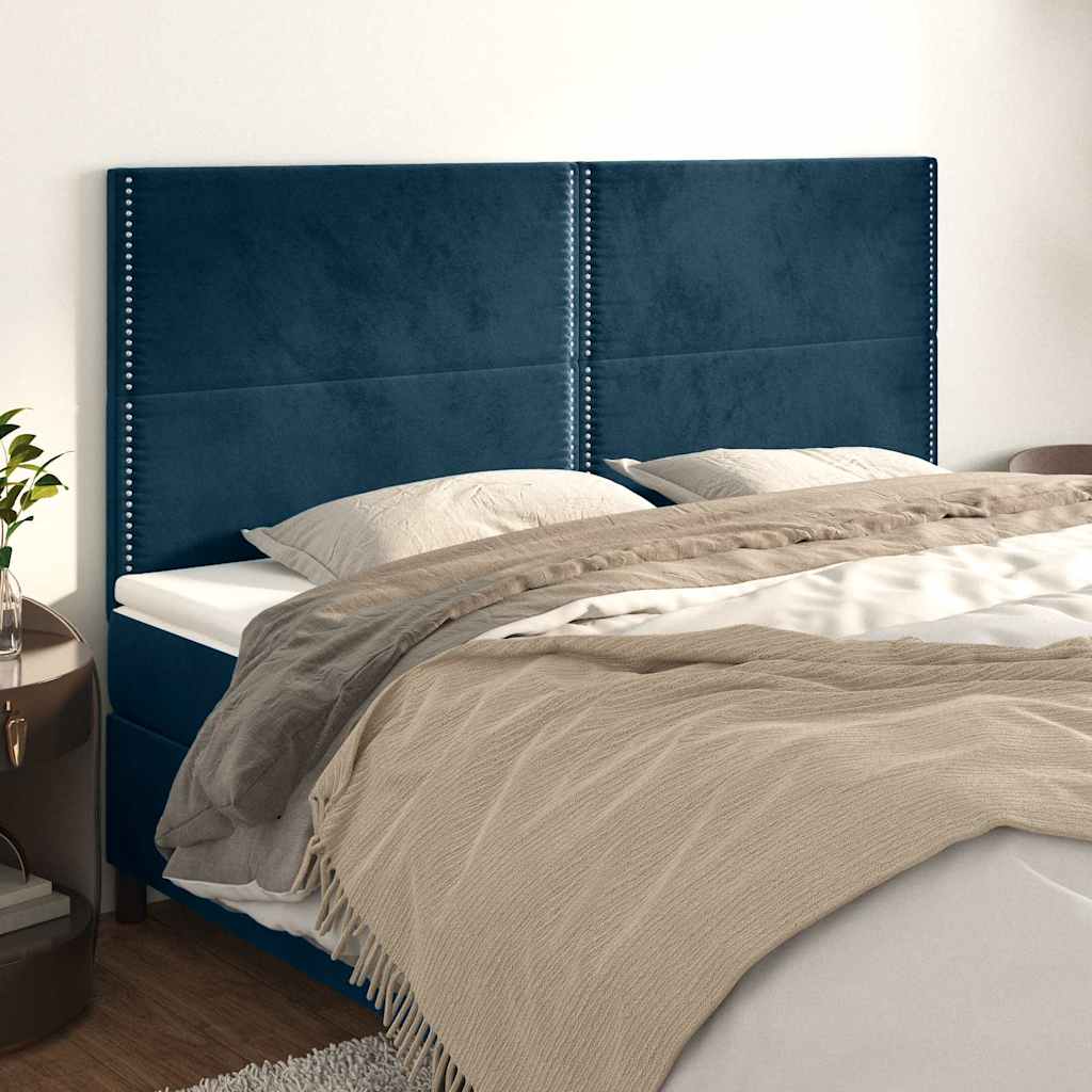 Kopfteil Dunkelblau 160 x 5 x 118/128 cm Samt