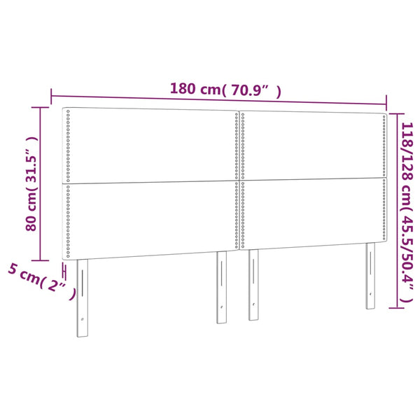 Kopfteil Schwarz 180x5x118/128 cm Samt
