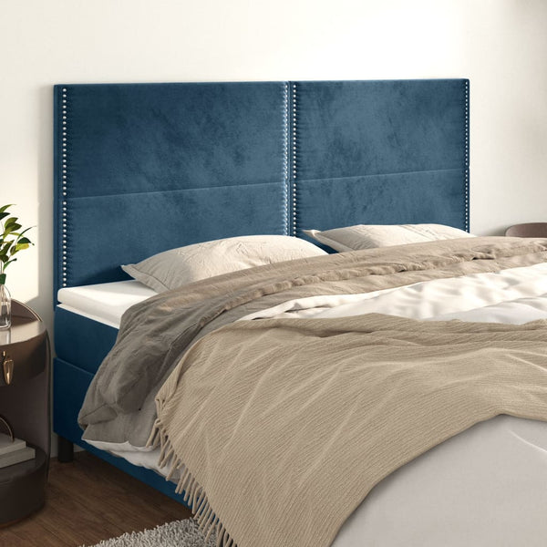 Kopfteil Dunkelblau 180x5x118/128 cm Samt