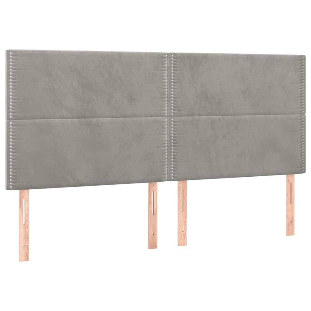 Kopfteil Hellgrau 200 x 5 x 118/128 cm Samt