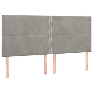 Kopfteil Hellgrau 200 x 5 x 118/128 cm Samt