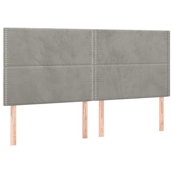 Kopfteil Hellgrau 200 x 5 x 118/128 cm Samt
