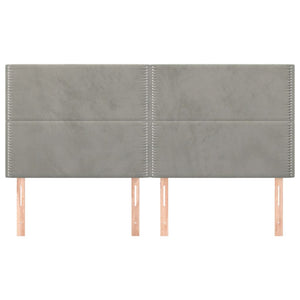 Kopfteil Hellgrau 200 x 5 x 118/128 cm Samt