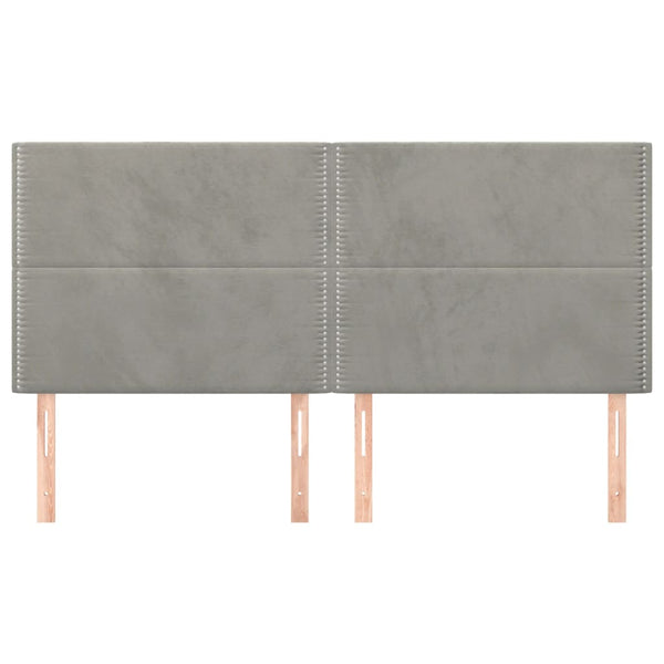 Kopfteil Hellgrau 200 x 5 x 118/128 cm Samt