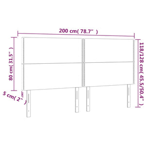 Kopfteil Dunkelgrau 200 x 5 x 118/128 cm Samt