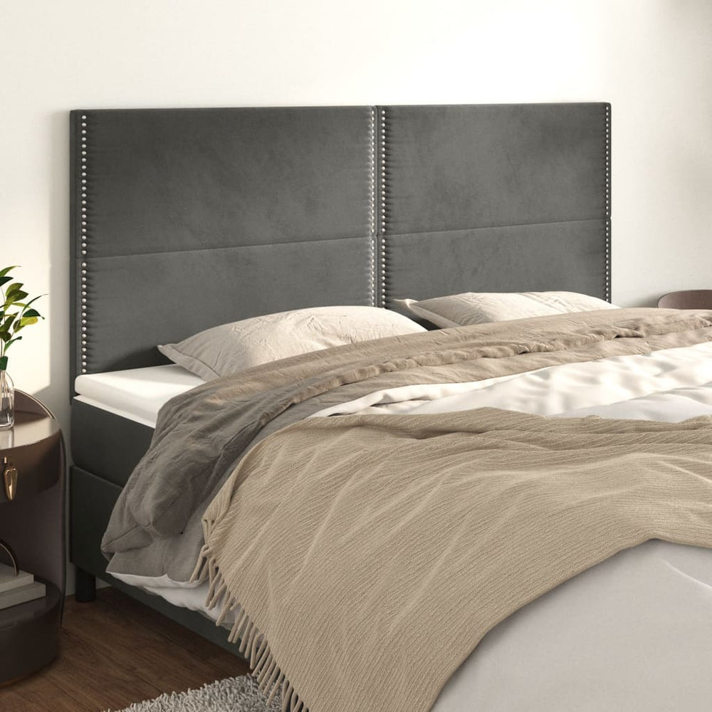 Kopfteil Dunkelgrau 200 x 5 x 118/128 cm Samt