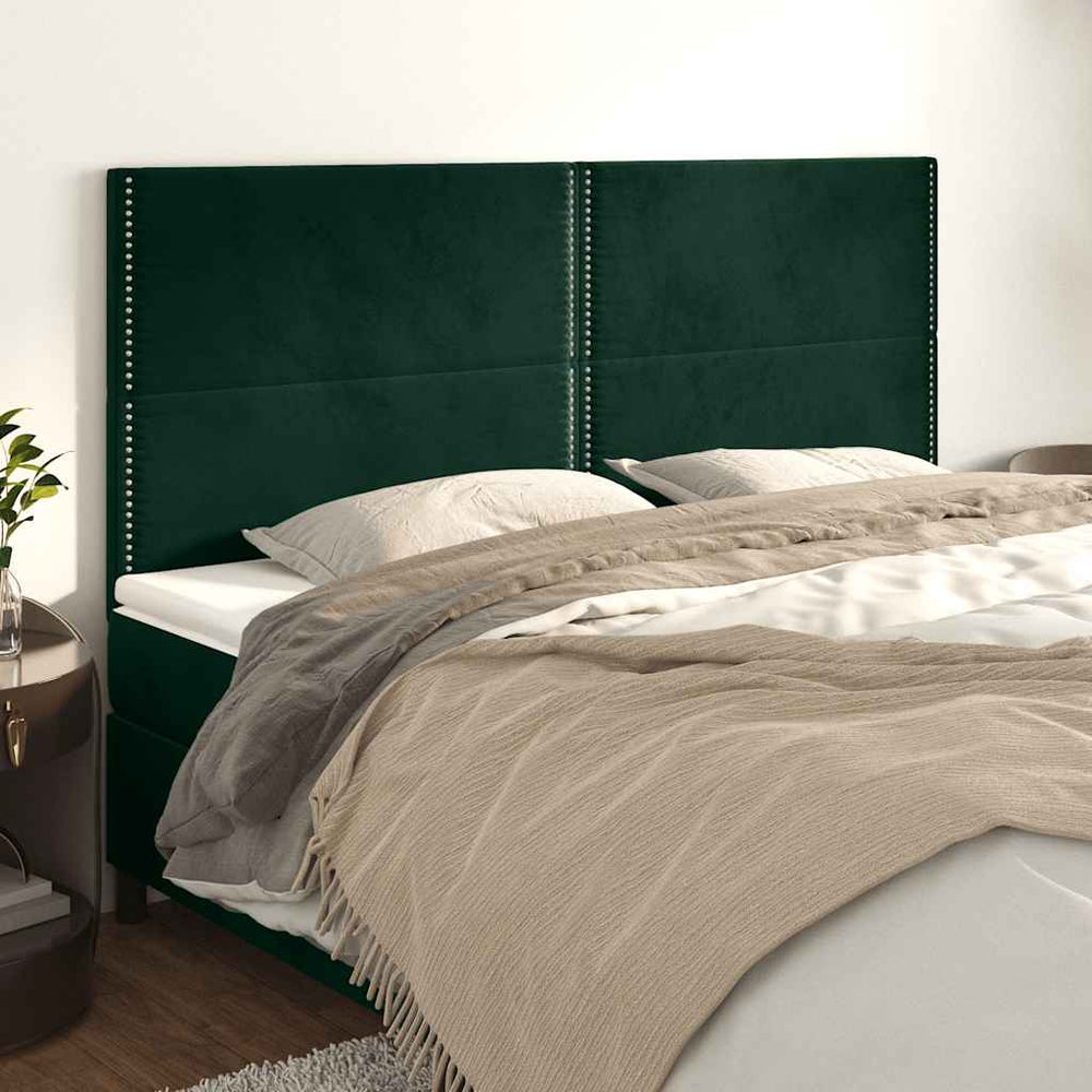 Kopfteil Dunkelgrün 200 x 5 x 118/128 cm Samt