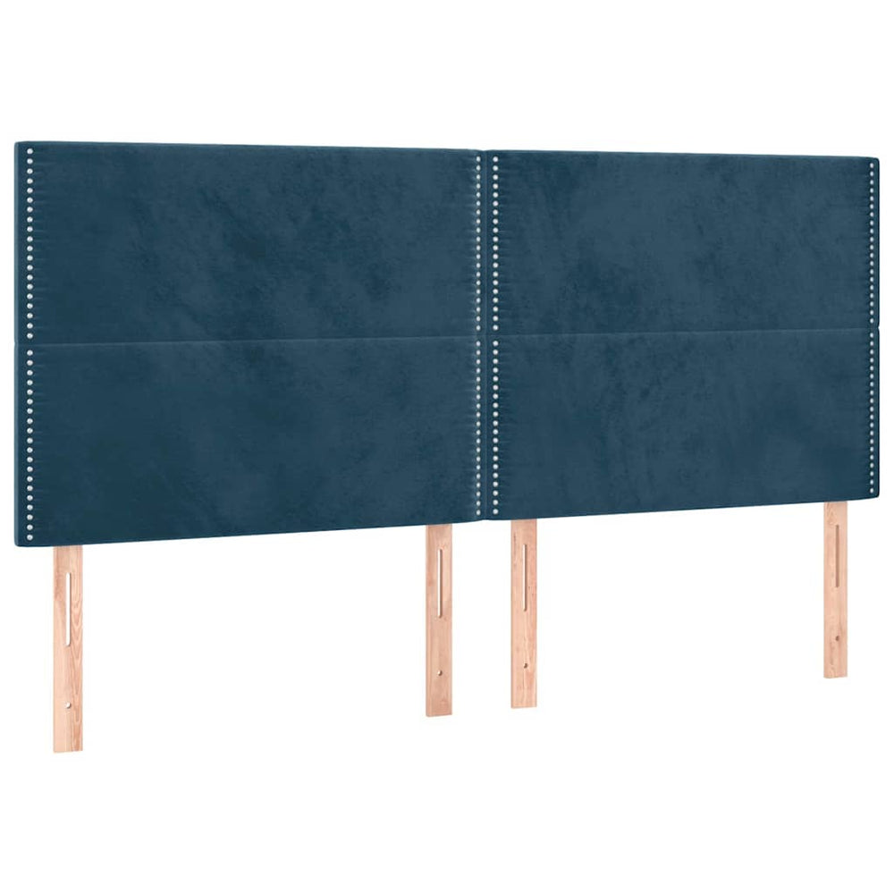 Kopfteil Dunkelblau 200 x 5 x 118/128 cm Samt