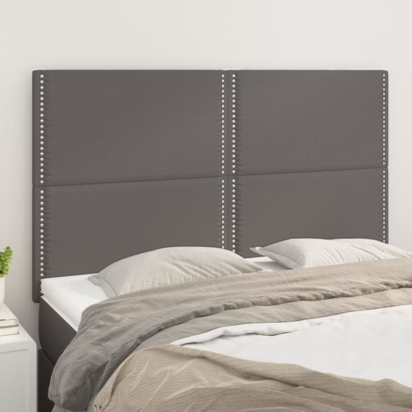 Kopfteil Grau 144x5x118/128 cm Kunstleder