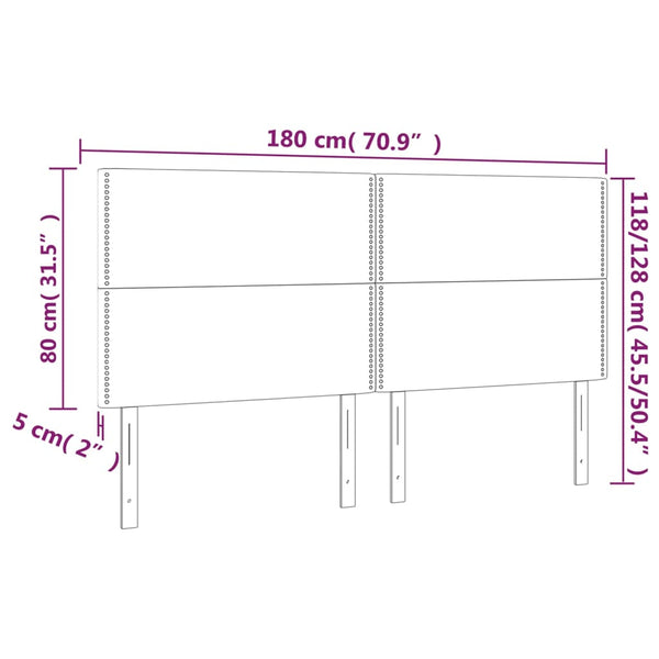 Kopfteil Grau 180x5x118/128 cm Kunstleder