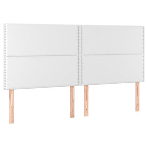 Kopfteil Weiß 200x5x118/128 cm Kunstleder