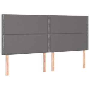 Kopfteil Grau 200x5x118/128 cm Kunstleder