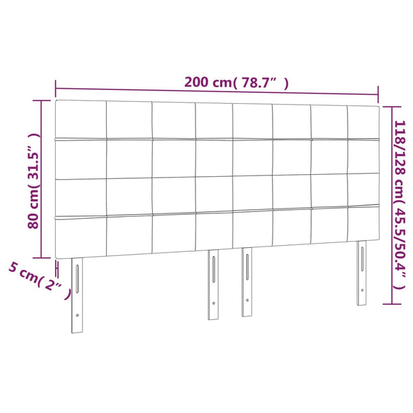 Kopfteil Hellgrau 200 x 5 x 118/128 cm Stoff
