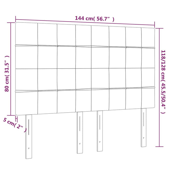 Kopfteil Dunkelgrau 144 x 5 x 118/128 cm Samt