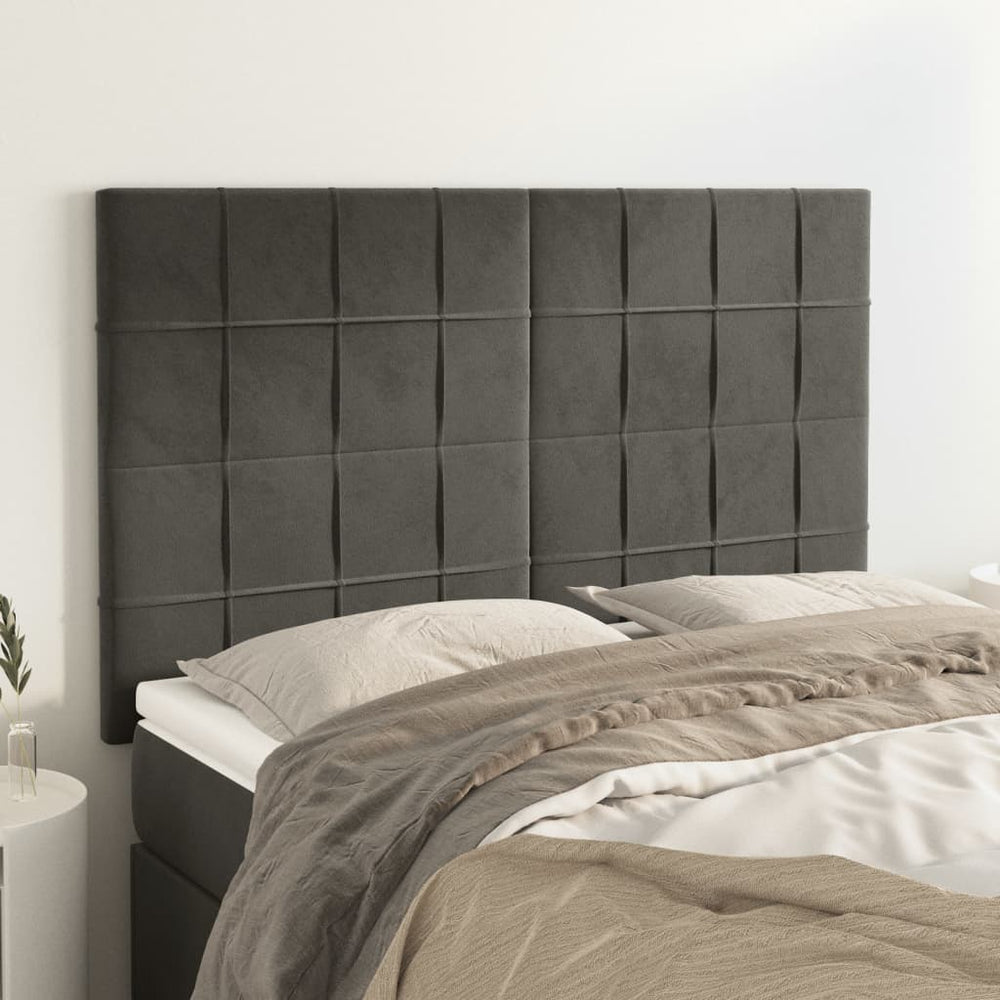 Kopfteil Dunkelgrau 144 x 5 x 118/128 cm Samt