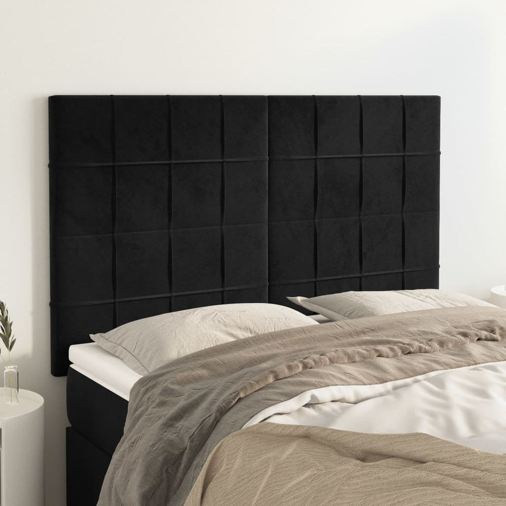 Kopfteil Schwarz 144x5x118/128 cm Samt