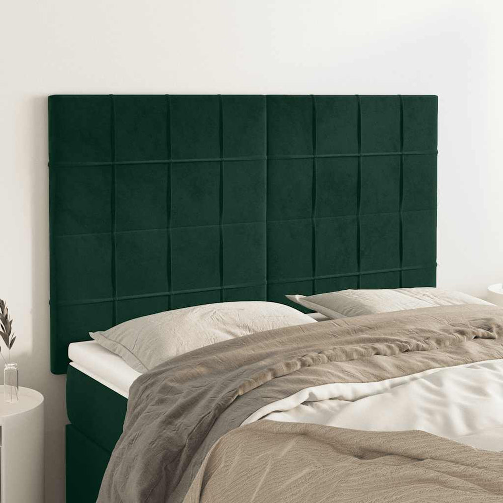 Kopfteil Dunkelgrün 144x5x118/128 cm Samt