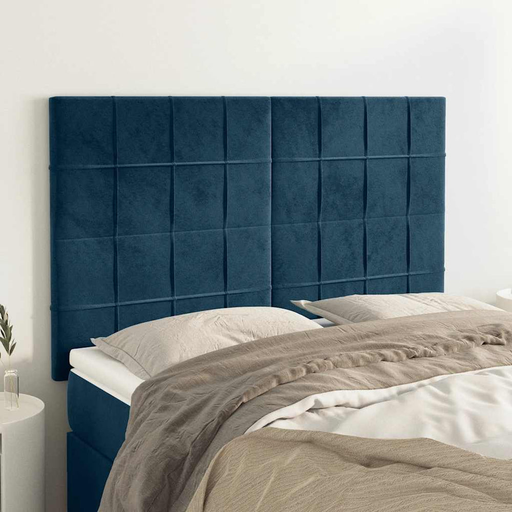 Kopfteil Dunkelblau 144x5x118/128 cm Samt