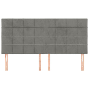 Kopfteil Hellgrau 160 x 5 x 118/128 cm Samt