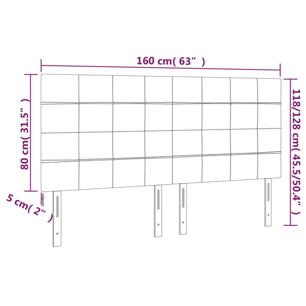 Kopfteil Dunkelgrau 160 x 5 x 118/128 cm Samt