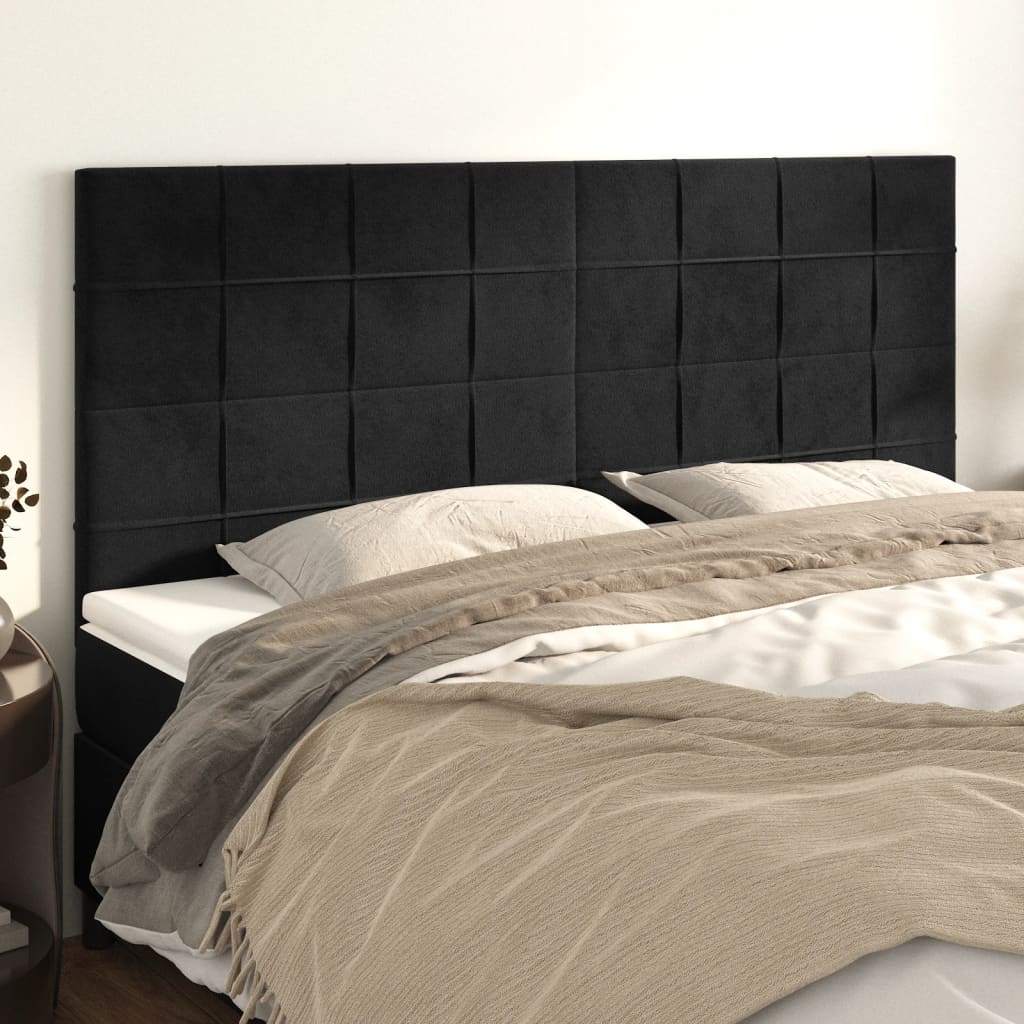 Kopfteil Schwarz 160x5x118/128 cm Samt