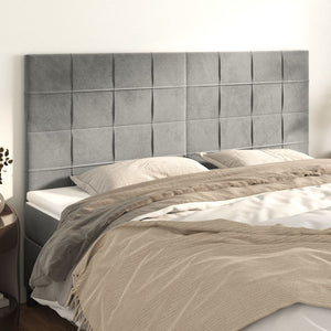 Kopfteil Hellgrau 180x5x118/128 cm Samt