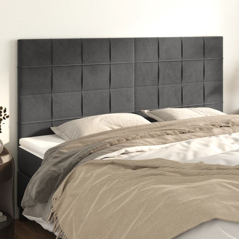Kopfteil Dunkelgrau 180 x 5 x 118/128 cm Samt