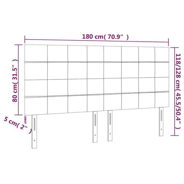Kopfteil Rosa 180 x 5 x 118/128 cm Samt