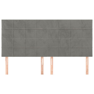Kopfteil Hellgrau 200 x 5 x 118/128 cm Samt