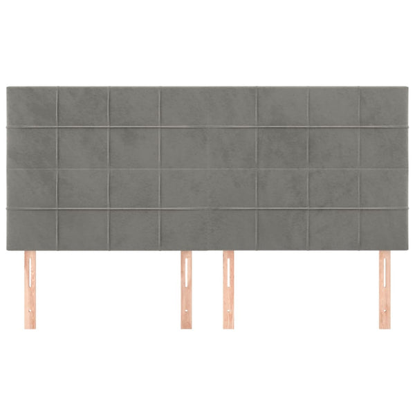 Kopfteil Hellgrau 200 x 5 x 118/128 cm Samt